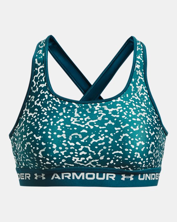 Women's Armour® Mid Crossback Printed Sports Bra, Green, pdpMainDesktop image number 10